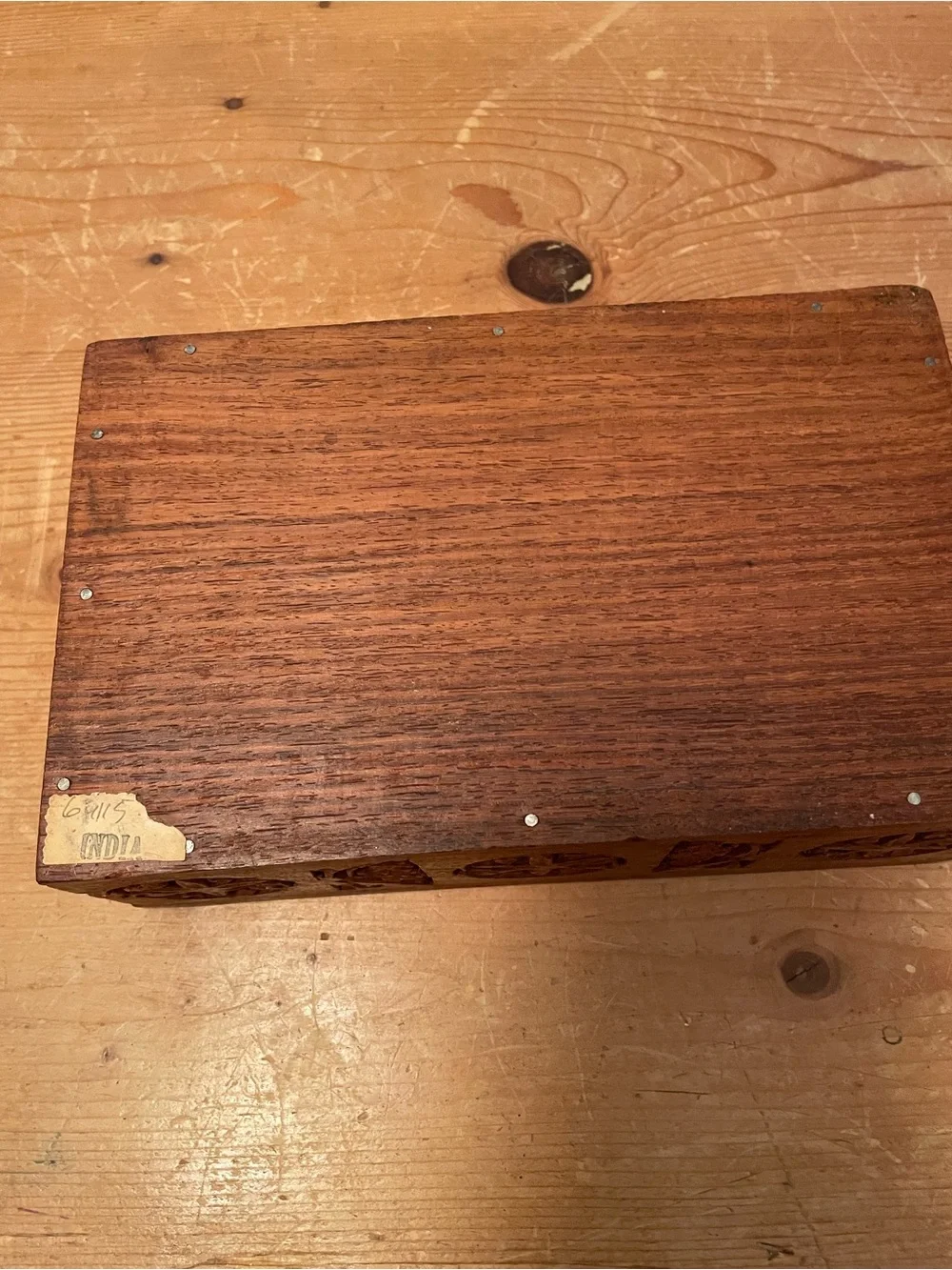 Vintage Hand Carved Wooden Jewelry Box Keepsakes Trinket Box Floral India